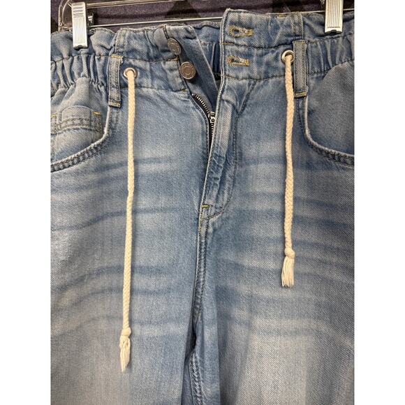 Pilcro Anthropologie Wide Leg Flare Pants 26 Nautical Beach Flowy Buttonfly - Picture 3 of 8